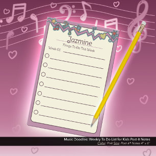 Musik-Doodle: Wöchentliche To-Do-Liste für Kinder Post-it Klebezettel