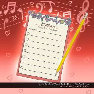 Musik Doodles: Wochenübersicht für Kinder Post-it Klebezettel