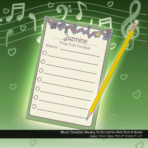 Musik Doodles: Wochenübersicht für Kinder Post-it Klebezettel