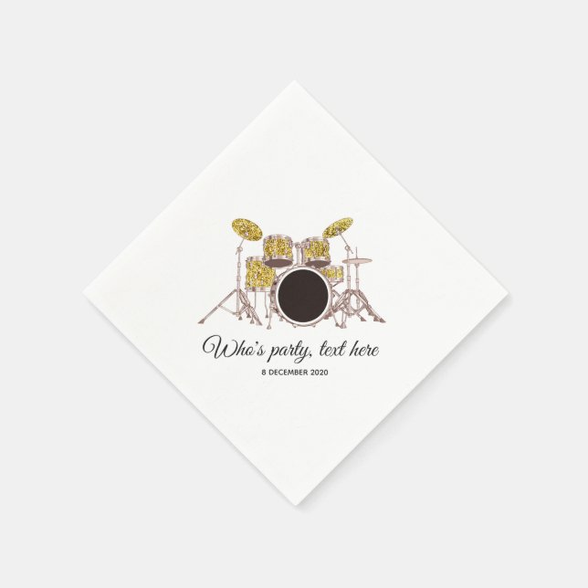 Musik, Drum-Set, Cocktail Paper Napkins Serviette (Ecke)