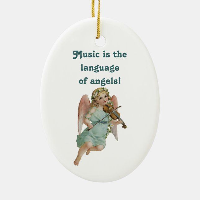 Musik-Engel-Schmuck mit Gedicht Keramik Ornament (Hinten)