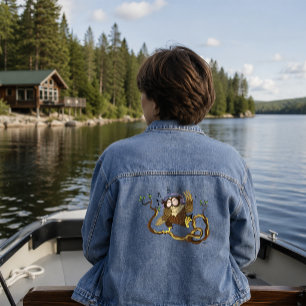 Musik Eule Jeansjacke