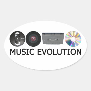 Musik-Evolution Ovaler Aufkleber