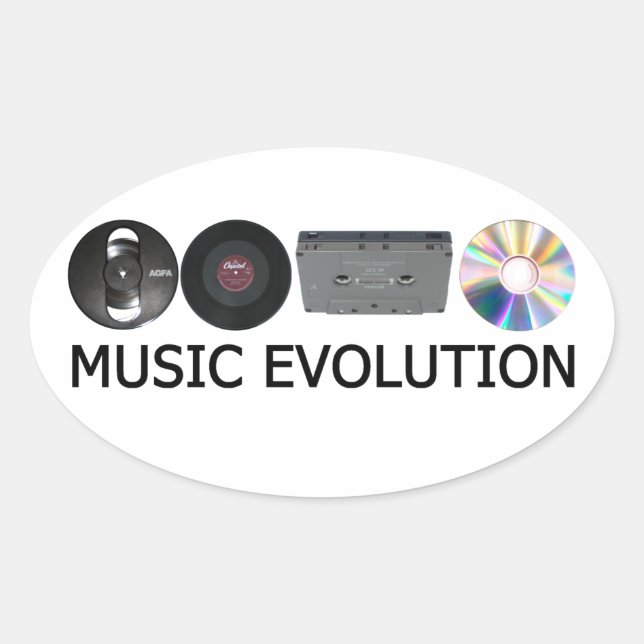 Musik-Evolution Ovaler Aufkleber (Vorderseite)
