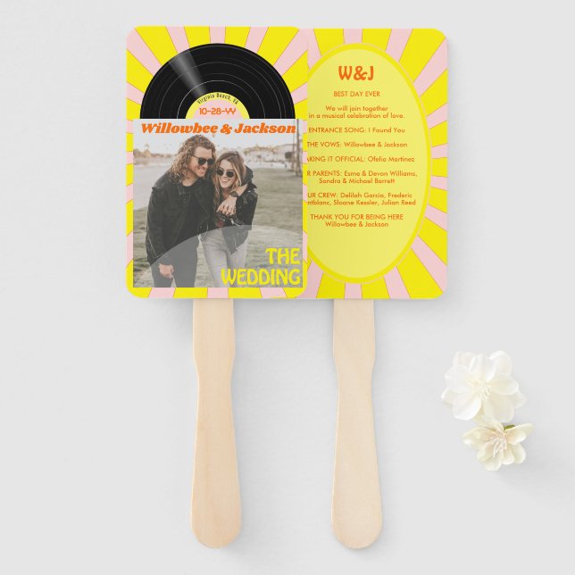 Musik Festival Schallplatte Retro Hochzeitsprogram Fächer (Vorne und Hinten)