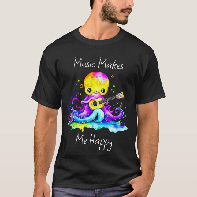 Musik freut mich | Kraken Gitarre spielen T-Shirt (Vorderseite)