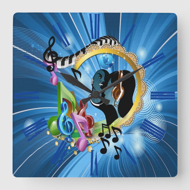 Musik für das Soul Quadratische Wanduhr (Vorderseite)