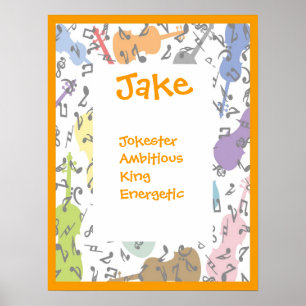 Musik Geige jeder Name Wand Print Raum Dekoration