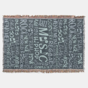 Musik Genres Word Collage benutzerdefiniert Werfen Decke