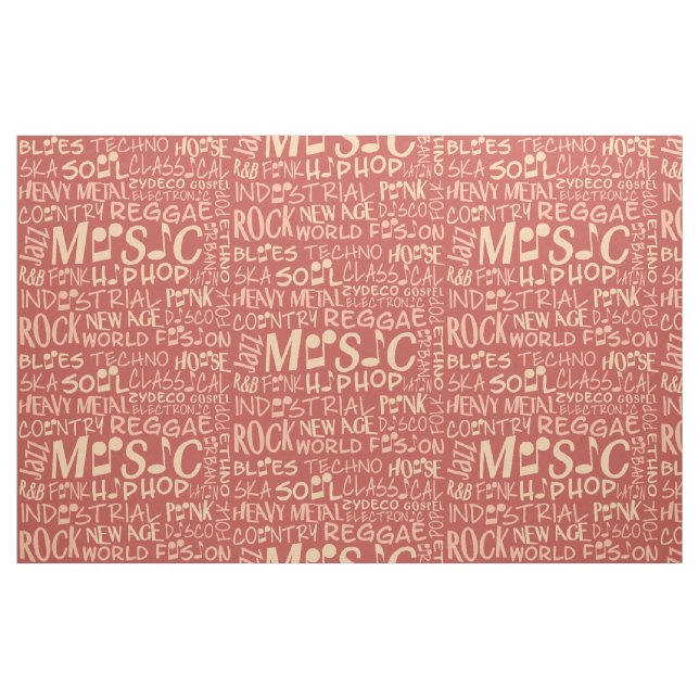 Musik Genres Word Collage benutzerdefiniertes Gewe Stoff (Yard (91,4 cm))