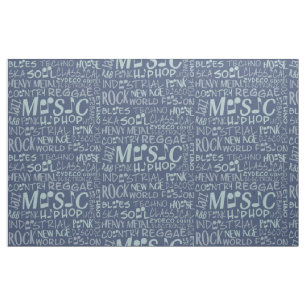 Musik Genres Word Collage benutzerdefiniertes Gewe Stoff