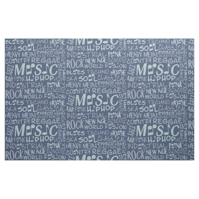 Musik Genres Word Collage benutzerdefiniertes Gewe Stoff (Yard (91,4 cm))