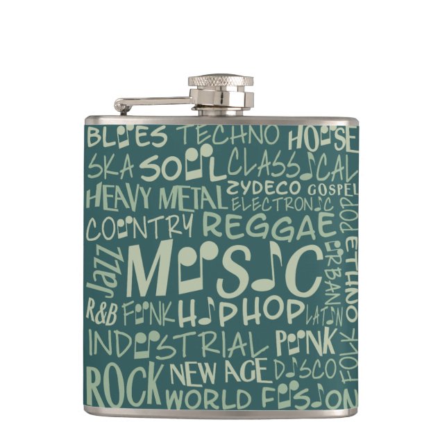 Musik Genres Word Collage Flask Flachmann (Vorderseite)