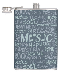 Musik Genres Word Collage Flask Flachmann