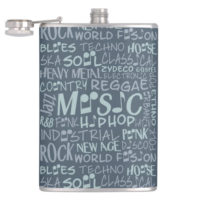 Musik Genres Word Collage Flask Flachmann (Geöffnet)