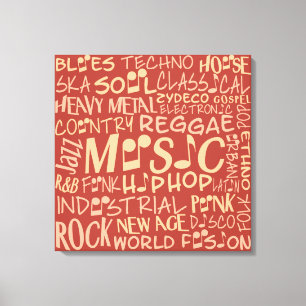 Musik Genres Word Collage Leinwanddruck