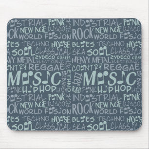 Musik Genres Word Collage Mousepad