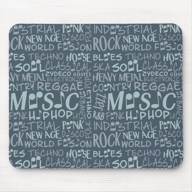 Musik Genres Word Collage Mousepad (Vorne)