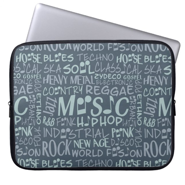 Musik Genres Word Collage Notebook-Ärmel Laptopschutzhülle (Vorderseite)