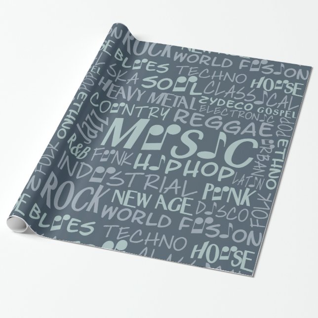 Musik Genres Word Collage Packpapier (Ungerollt)