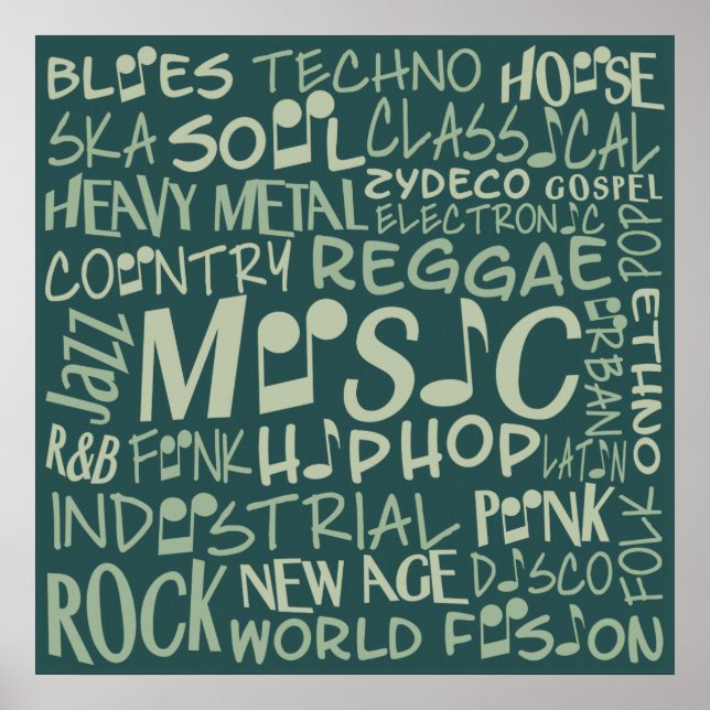 Musik Genres Word Collage Poster (Vorne)