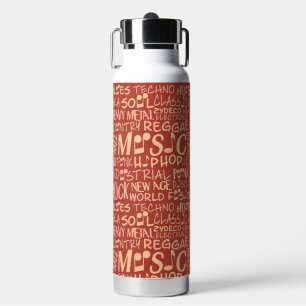 Musik Genres Word Collage Trinkflasche