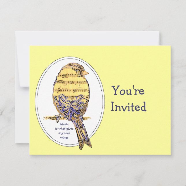 Musik gibt meinem Soul Flügel mit Bird Einladung (Vorderseite)