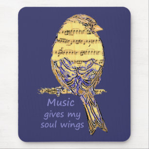 Musik gibt meinem Soul Wings Quote & Bird Art Mousepad