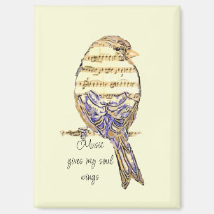 Musik gibt meiner Seele Flügel Spatz Vogel Magnet