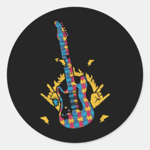 Musik Gitarre Autismus Aufklärung Tag Monat farben Runder Aufkleber