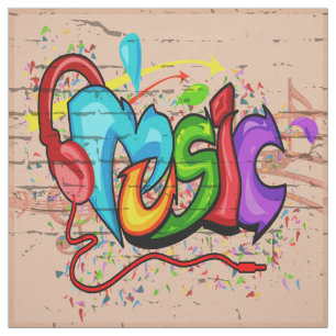Musik-Graffiti-Wand-Gewebe Stoff