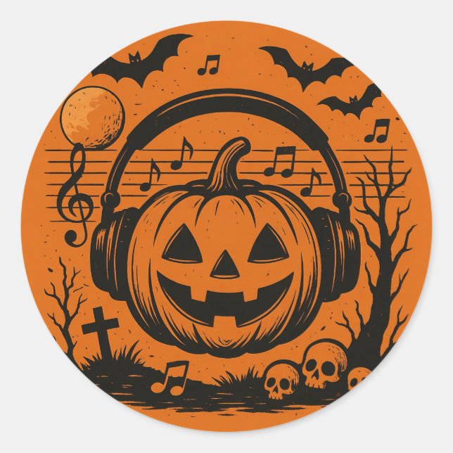 Musik-Halloween-Aufkleber Runder Aufkleber (Vorderseite)