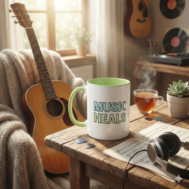 Musik heilt Tasse (Encourage music lovers with this, "Music Heals" mug! )