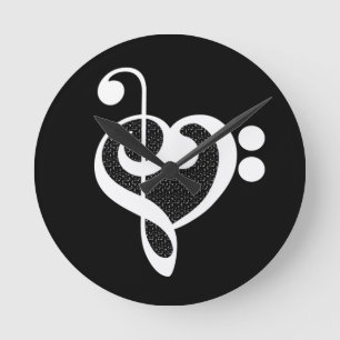 Musik Herz - Ich liebe Musik Runde Wanduhr