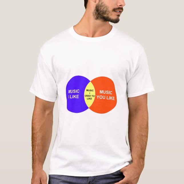 Musik I mag Venn Diagramm T-Shirt (Vorderseite)