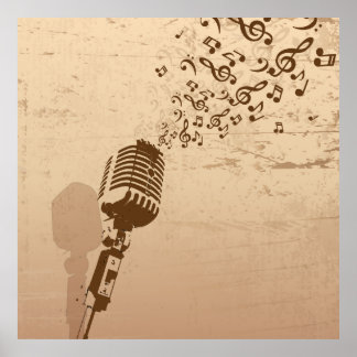 Musik-Illustration für das Retro-Mikrofon Poster