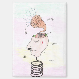 "Musik im Kopf" Postkarte Magnet