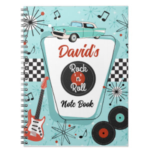 Musik im Retro Rock 'n' Roll Stil der 1950er Jahre Notizblock