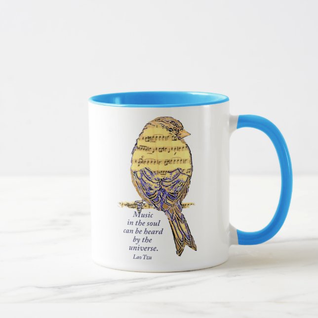 Musik im Soul Quote & Musiknote Bird Tasse (Rechts)