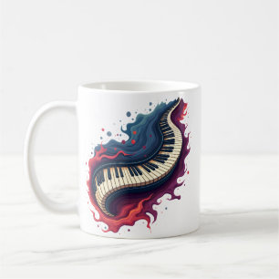 Musik in Bewegung, das gebogene Klavier. Kaffeetasse