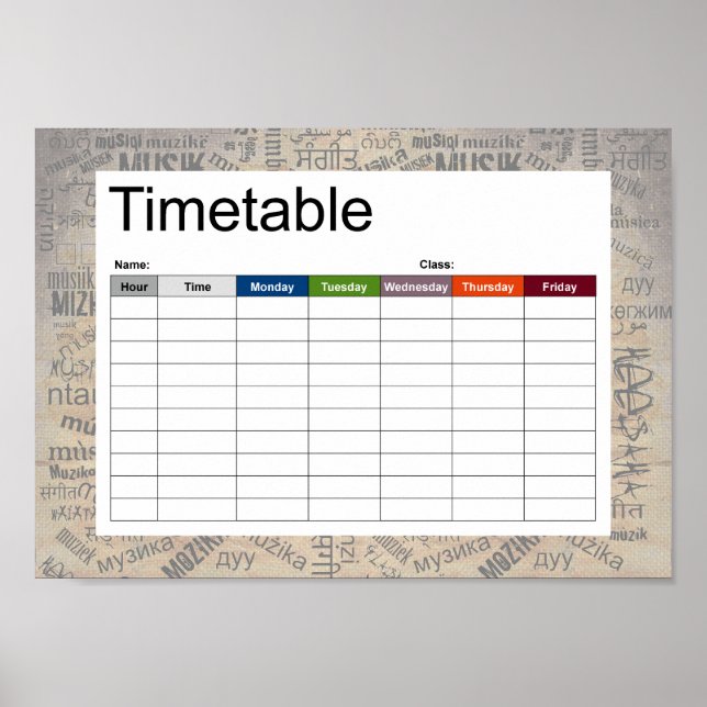 Musik in verschiedenen Sprachen Poster (Vorne)