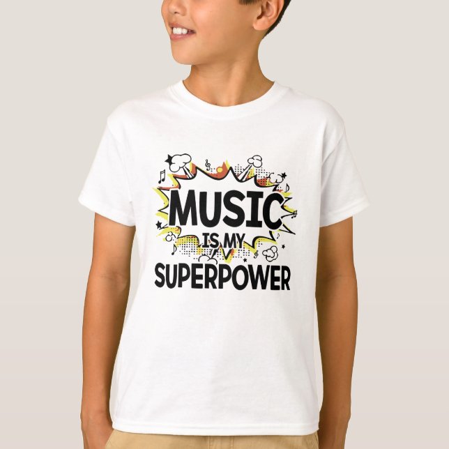 Musik ist das T-Shirt meines Supermacht-Jungen (Vorderseite)