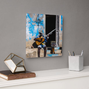 Musik ist die Medizin des Geistes Quadratische Wanduhr