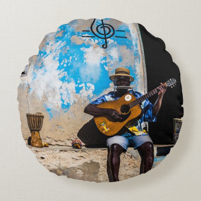 Musik ist die Medizin des Geistes Rundes Kissen (Vorderseite)