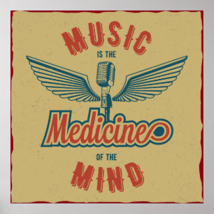 Musik ist die Medizin Retro Vintage Wandkunst Poster