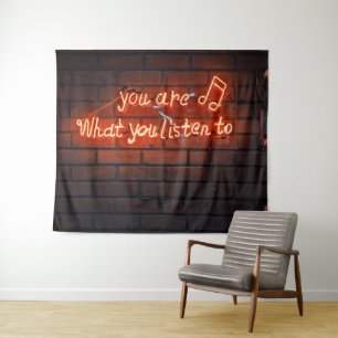 Musik ist Leben, du bist das, was du Neon hörst Wandteppich