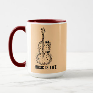 Musik ist Leben Instrument Kunst Combo-Tasse Tasse