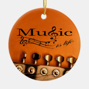 Musik ist Leben mit Gitarren-Maschinen-Kopf Keramikornament