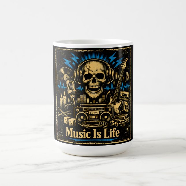 Musik ist Leben – Sound Living Philosophie Kaffeetasse (Mittel)