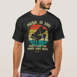 Musik ist Leben unsere Herzen haben Beats Pianiste T-Shirt